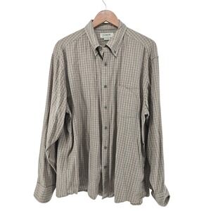 J.Crew Men's Large Tan Plaid Button Down Shirt Long Sleeve Cotton Classic Fit